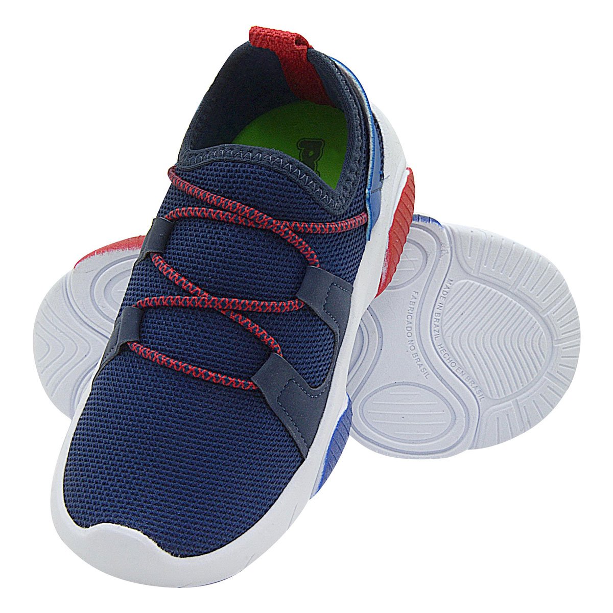 Tenis Infantil Pe com Pe Menino Calce Facil com Elastico Marinho 2