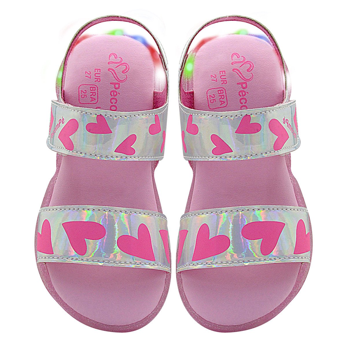 Sandalia Papete Infantil Menina Com Luzes De Led Pe com Pe Prata 4