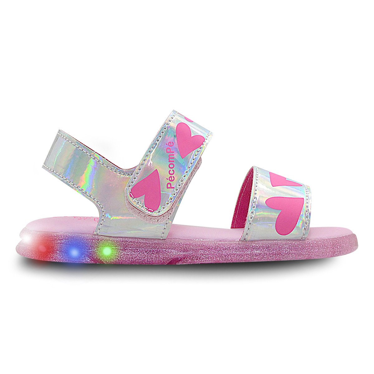 Sandalia Papete Infantil Menina Com Luzes De Led Pe com Pe Prata 5
