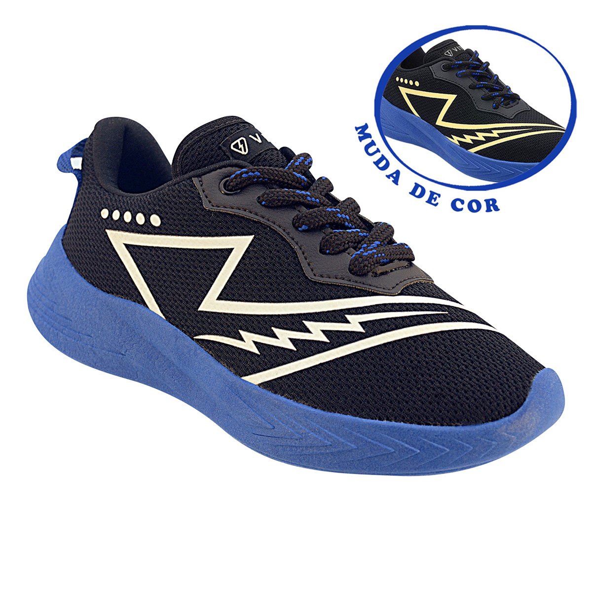 Tenis Infantil Menino Speed Flow Muda de Cor Preto/Azul 1