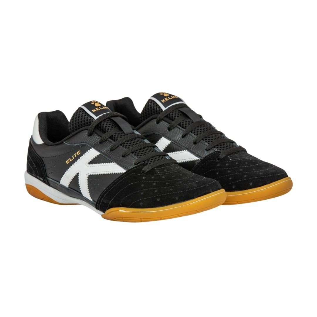 Chuteira Futsal Kelme Elite Couro Amortecedor Reforçado Preto 2