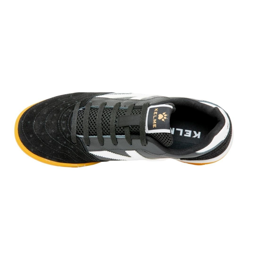 Chuteira Futsal Kelme Elite Couro Amortecedor Reforçado Preto 3