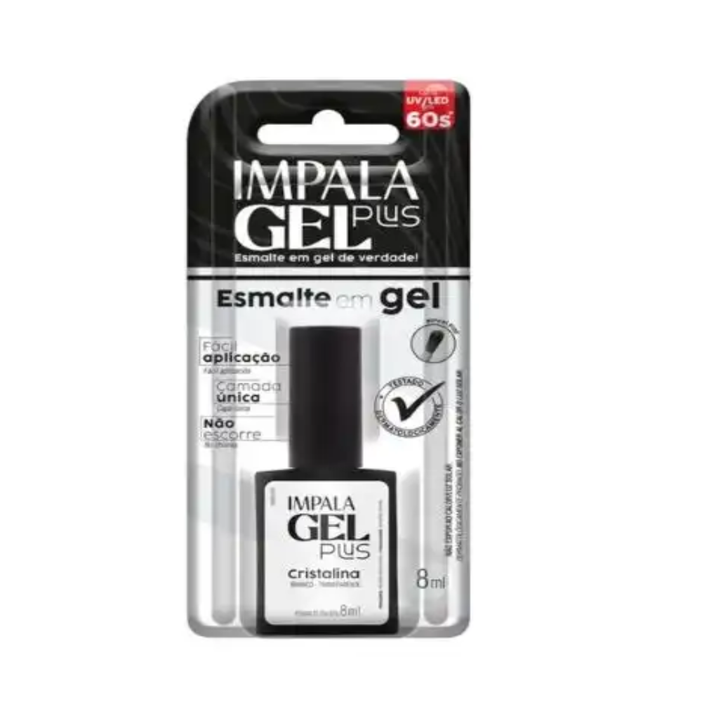 Esmalte em Gel Plus Transparente Cristalina Impala 8ML Transparente Cristalina 1