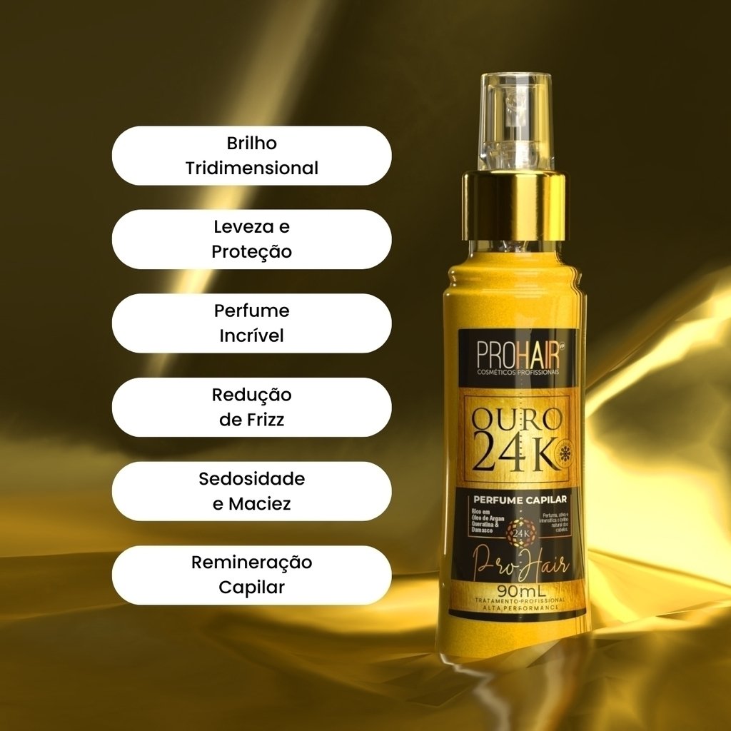 Perfume Capilar Ouro 24K 90ml Prohair 90ml 6