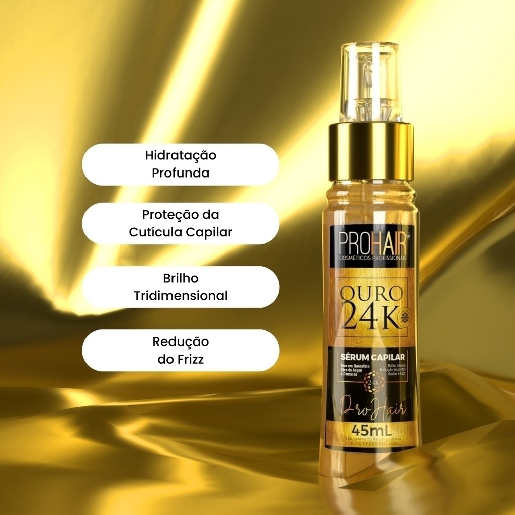Reparador de Pontas Remineralizacao Ouro 24K 45ml Prohair 45ml 3