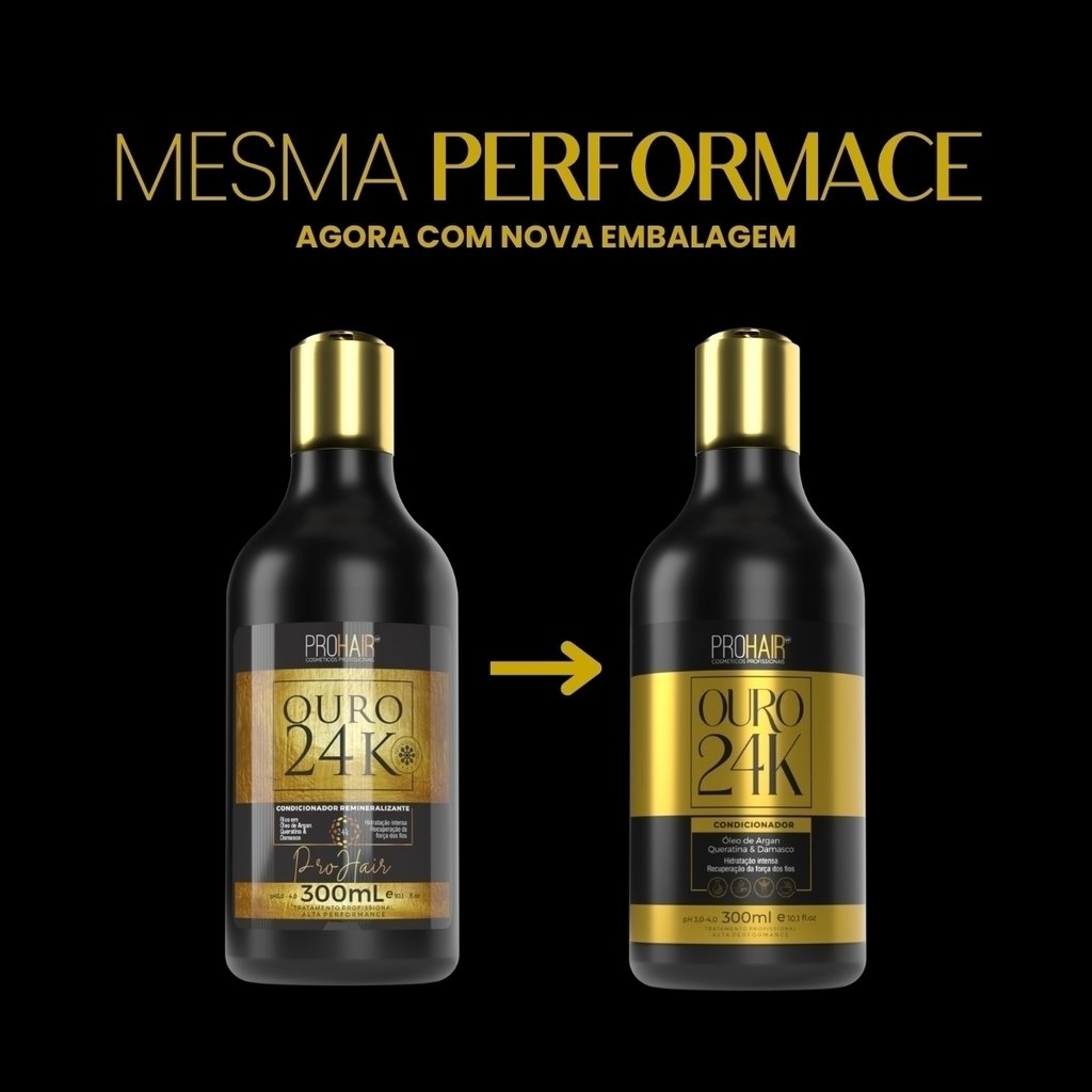 Condicionador Tratamento Hidratacao Ouro 24k 300ml - ProHair 300ml 4