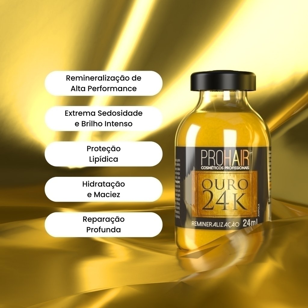  Ampola de Hidratacao Ouro 24K 24mL ProHair 24ml 5