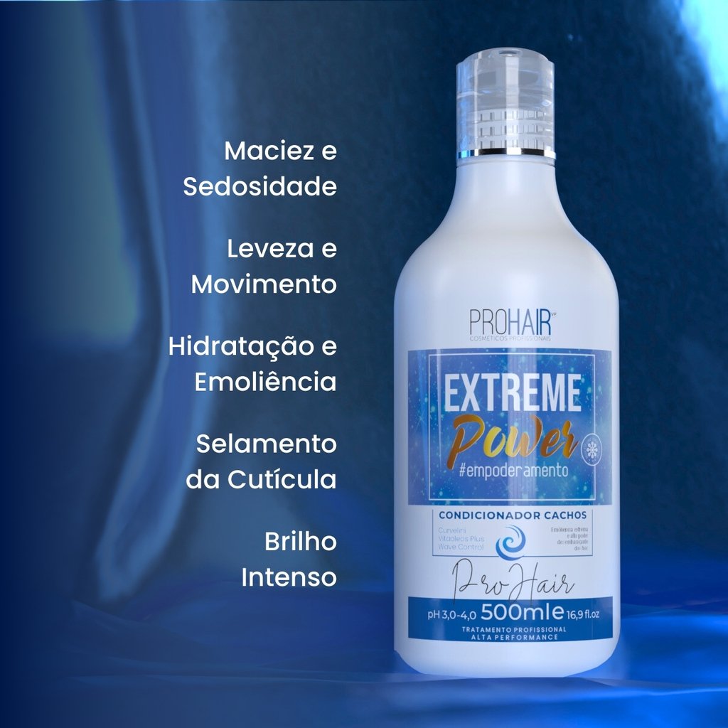 Condicionador Tratamento Para Cabelos Cacheados Extreme Power 500ml 500ml 3