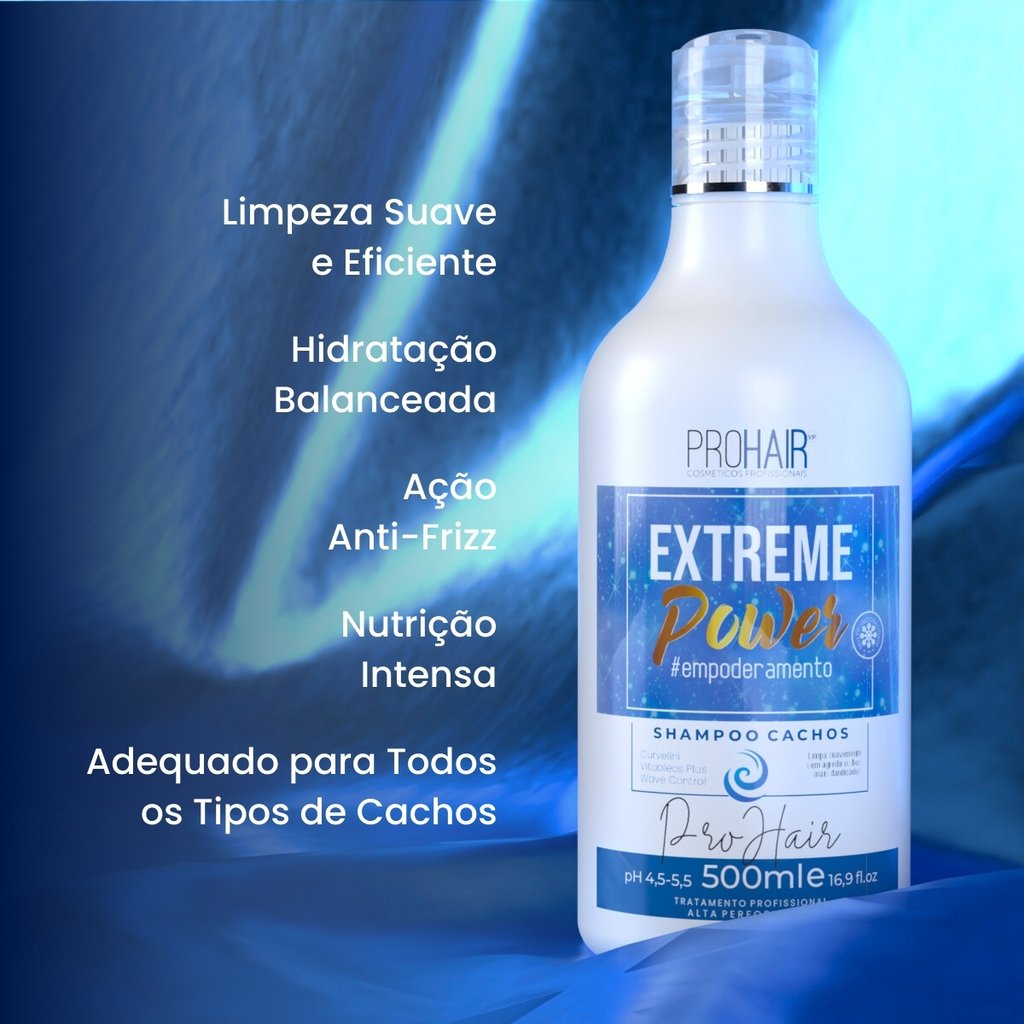 Shampoo Tratamento Para Cabelos Cacheados Extreme Power 500ml 500ml 3