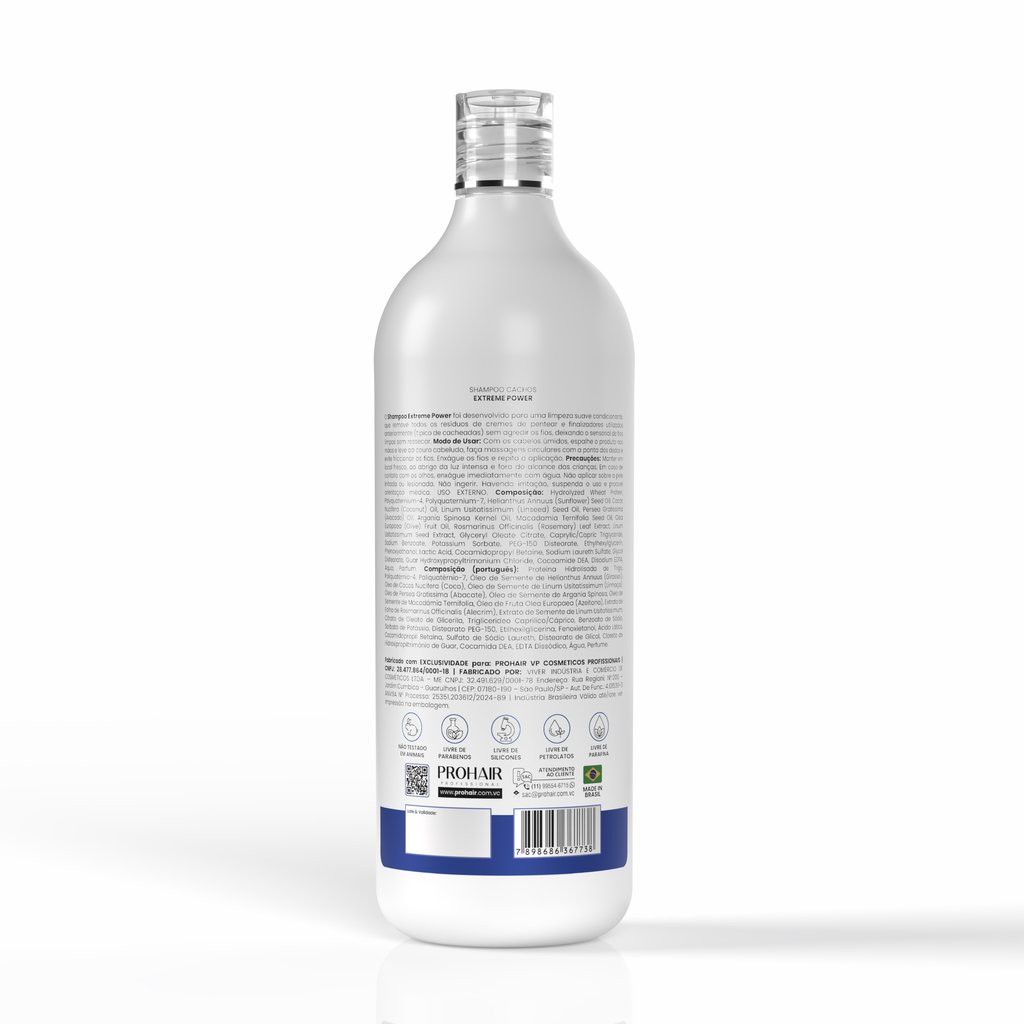 Shampoo Tratamento Para Cabelos Cacheados Extreme Power 1L 1L 2