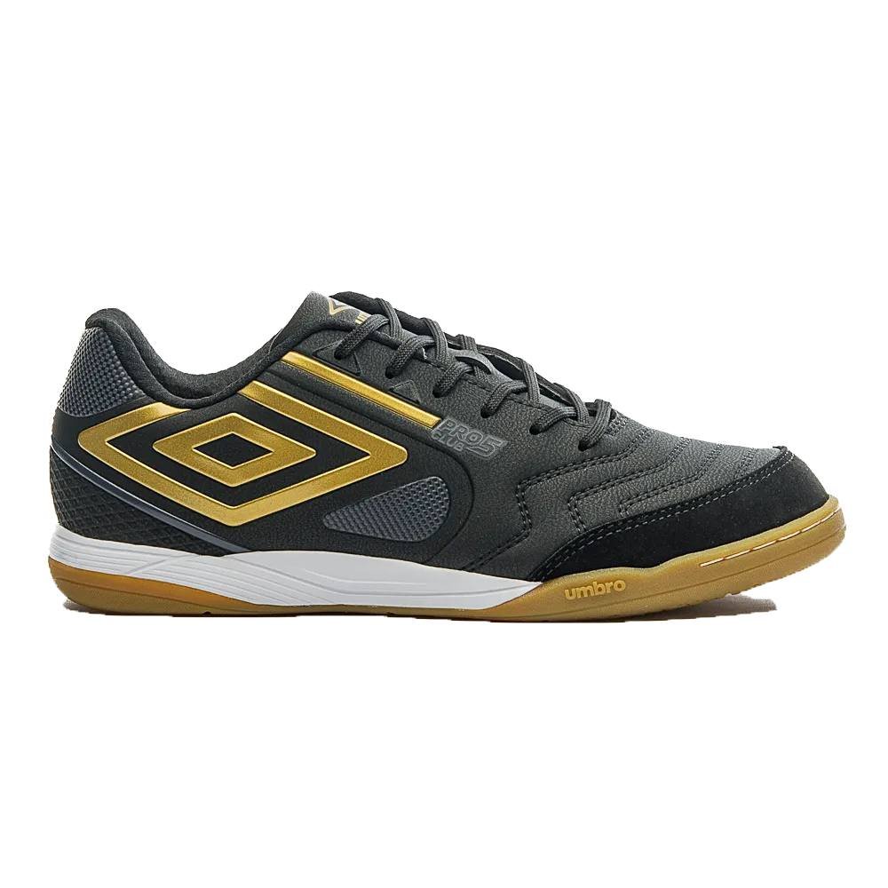 Chuteira Futsal Umbro Pro 5 Bump Club Preto/Dourado 1