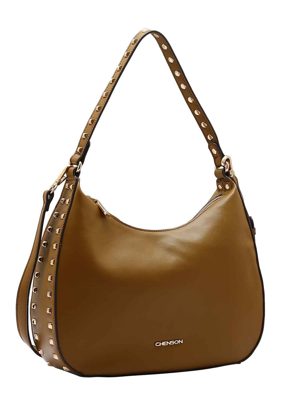 Bolsa Feminina Chenson Original Mini Rebites Ombro 3485014 Café 1