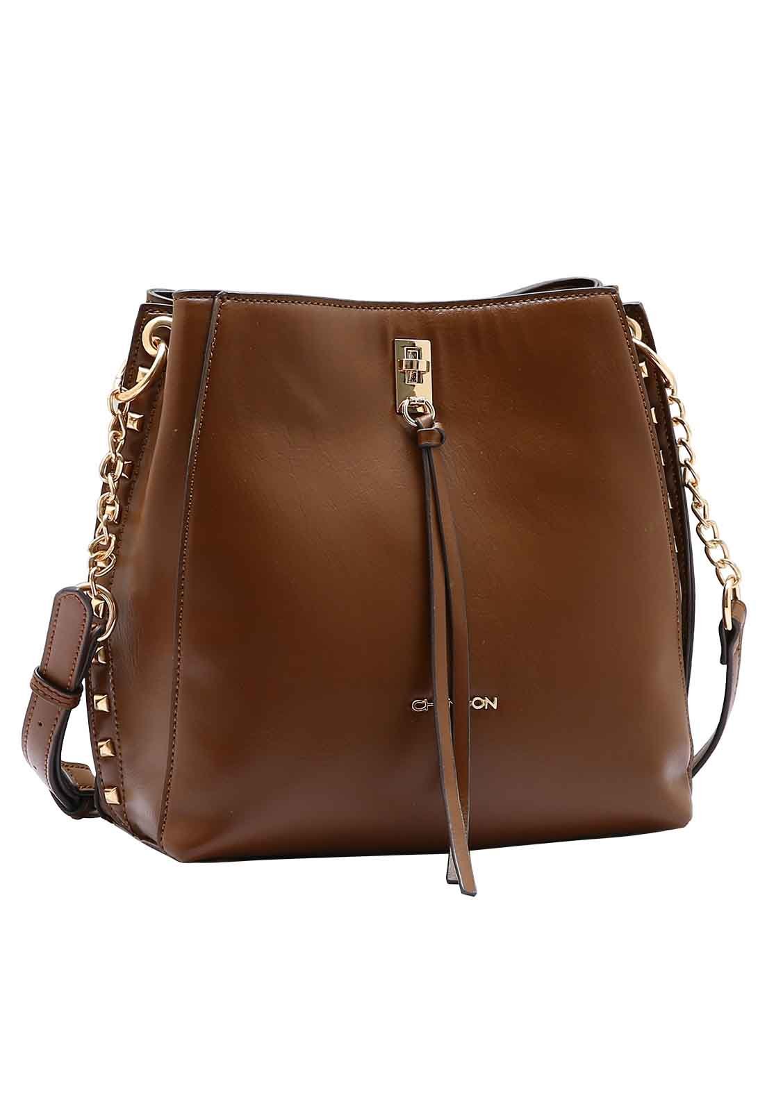 Bolsa Feminina Chenson Original Mini Rebites Transversal 3485015 Café 1