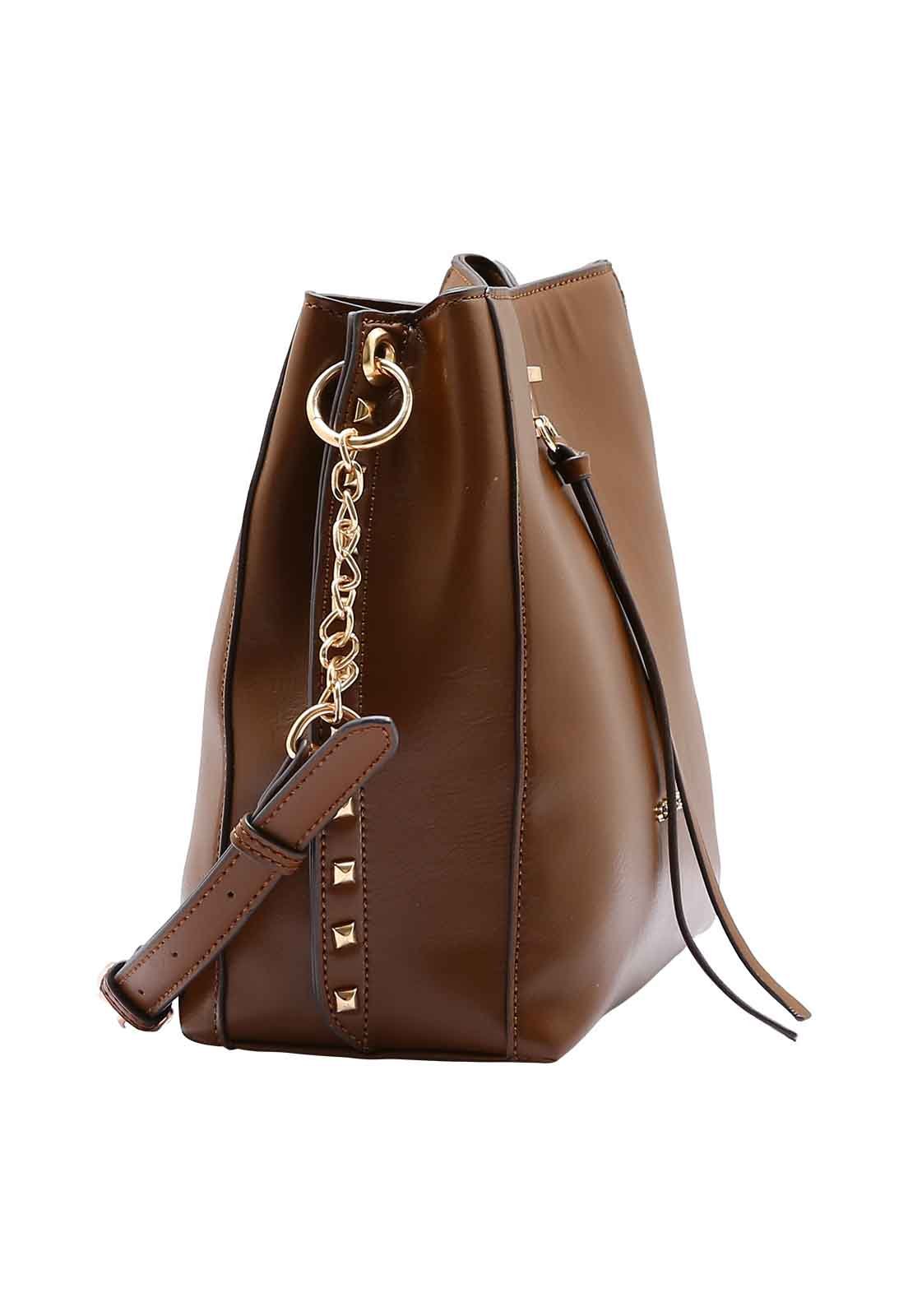Bolsa Feminina Chenson Original Mini Rebites Transversal 3485015 Café 2