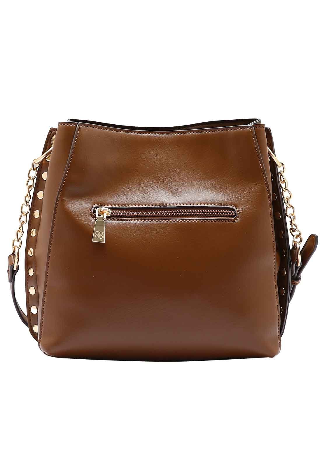 Bolsa Feminina Chenson Original Mini Rebites Transversal 3485015 Café 3