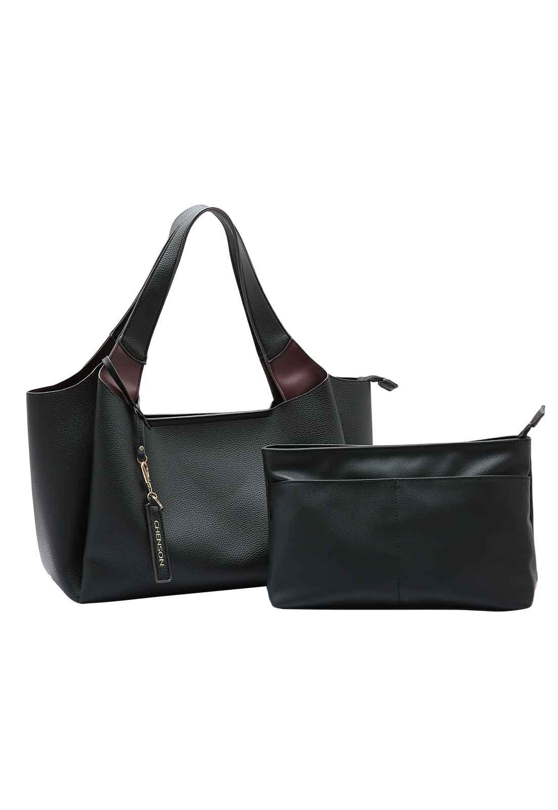 Kit Bolsa Feminina + Necessaire Chenson Original Casual Chic Mão 3485006 Preto 4