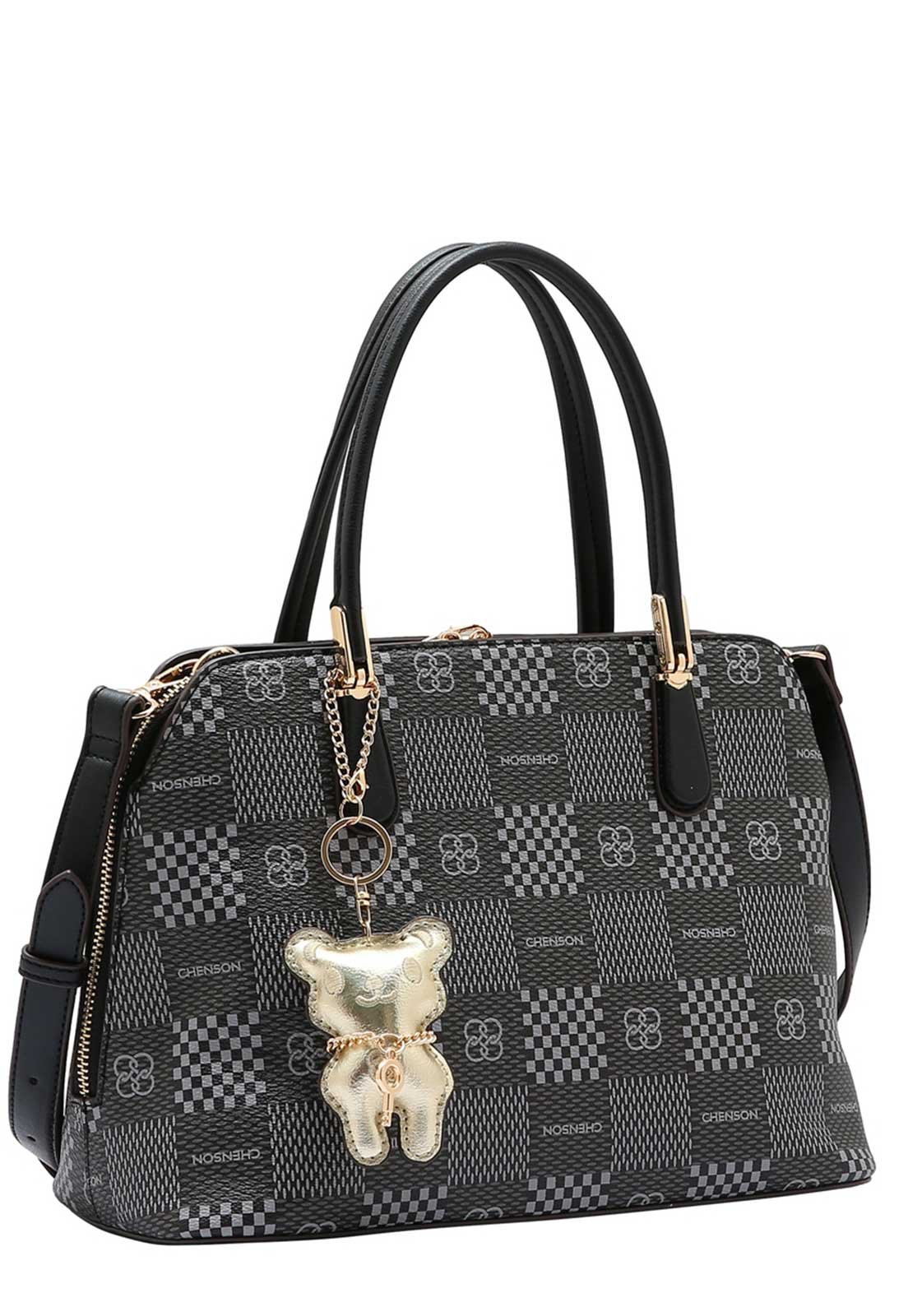 Bolsa Feminina Chenson Original Elemento Gráfico Mão Preto 1