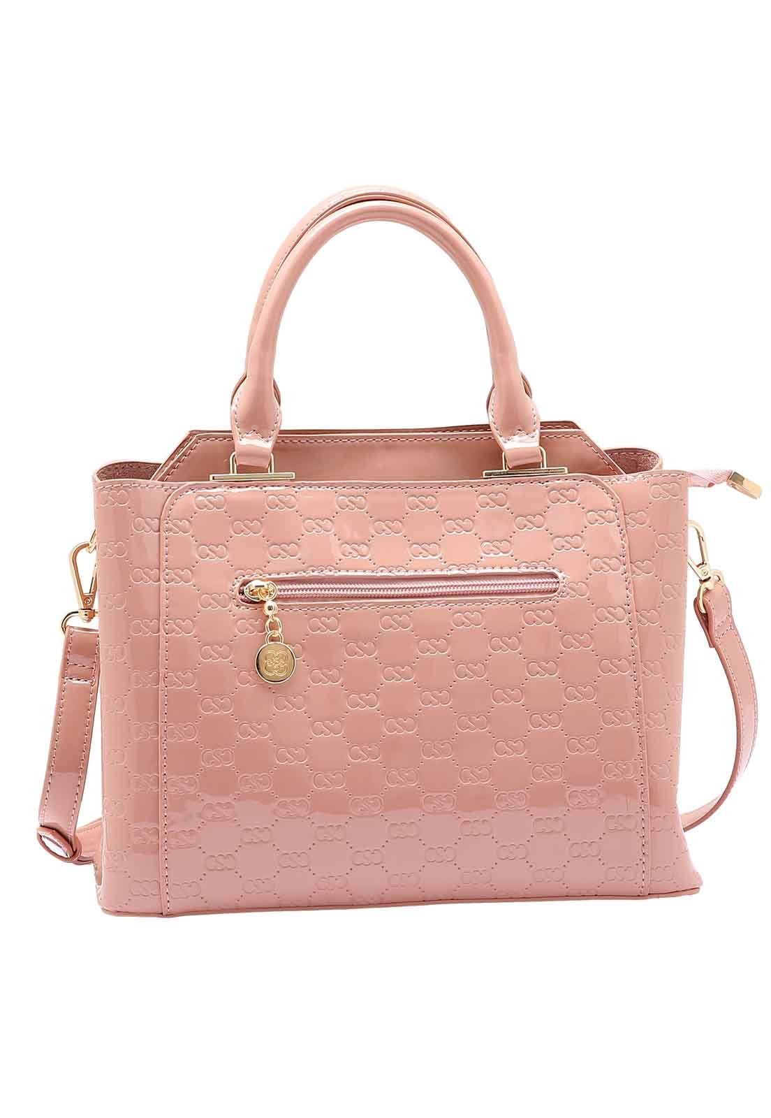 Bolsa Feminina Chenson Original Mini Logo Verniz Mão 3485036 Rosé 3