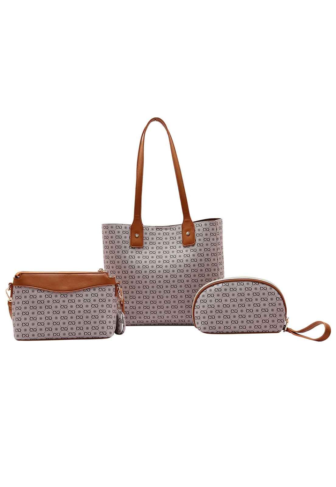 Bolsa Feminina Chenson Original Elegance Luxo Kit 3 peças 3485081 Bege 3