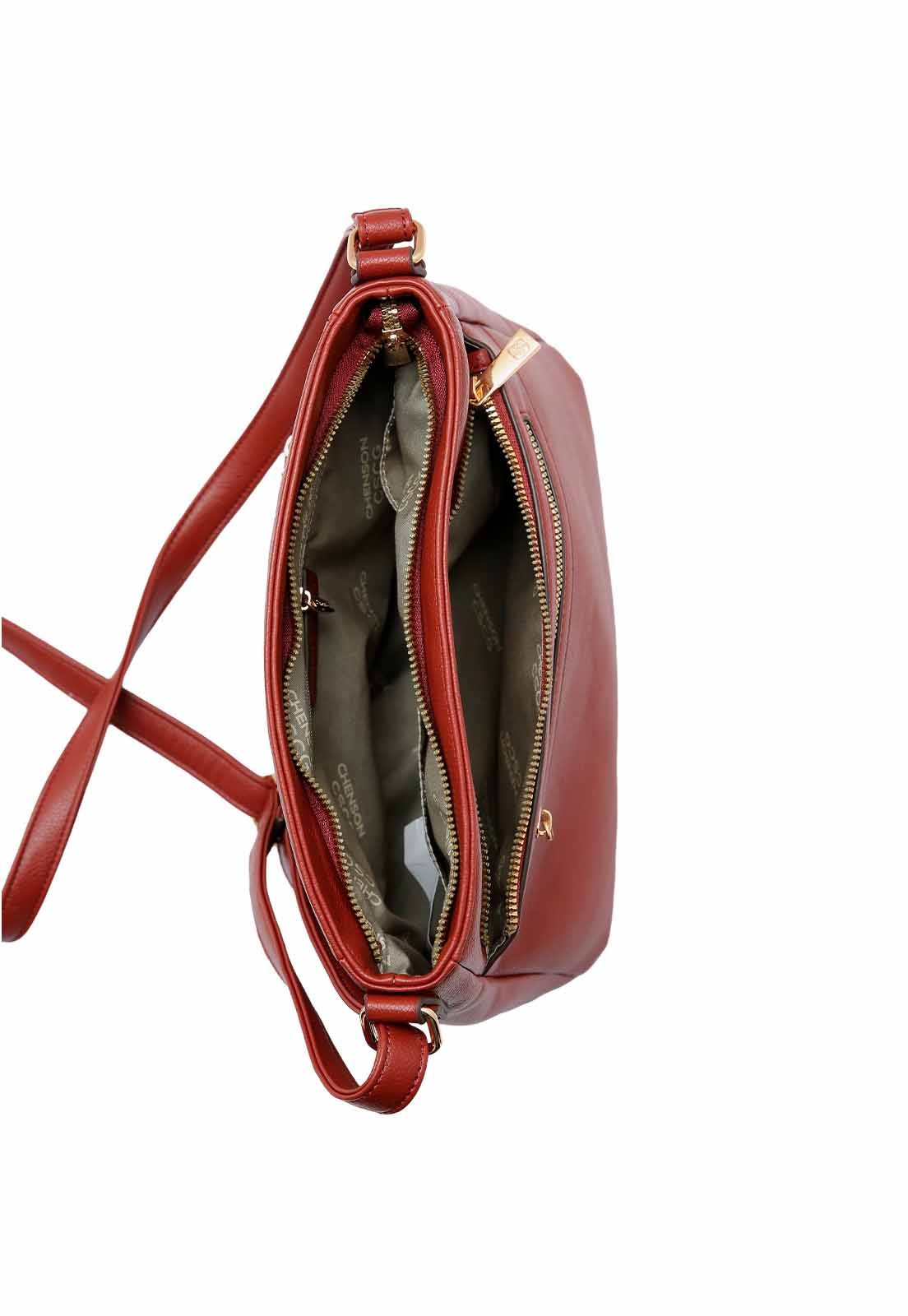 Bolsa Feminina Chenson Original Transversal  3484922 Vinho 4