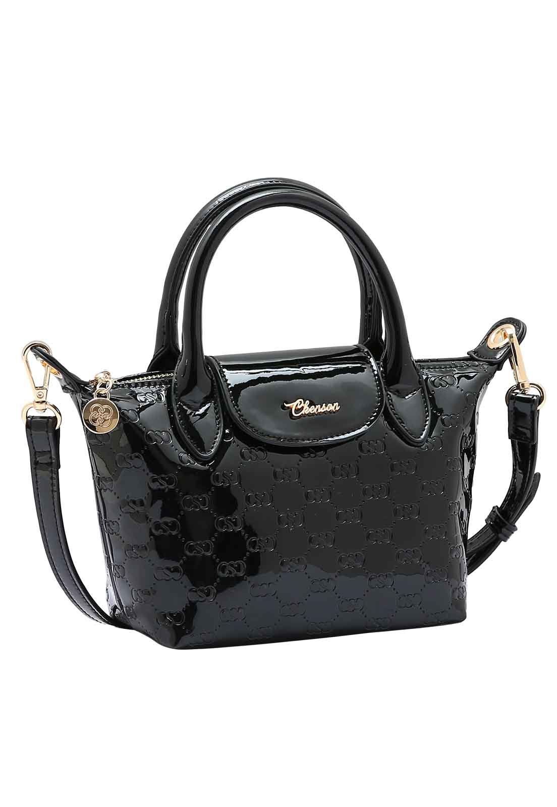 Bolsa Feminina Chenson Original Mini Logo Verniz Mão 3485038 Preto 1