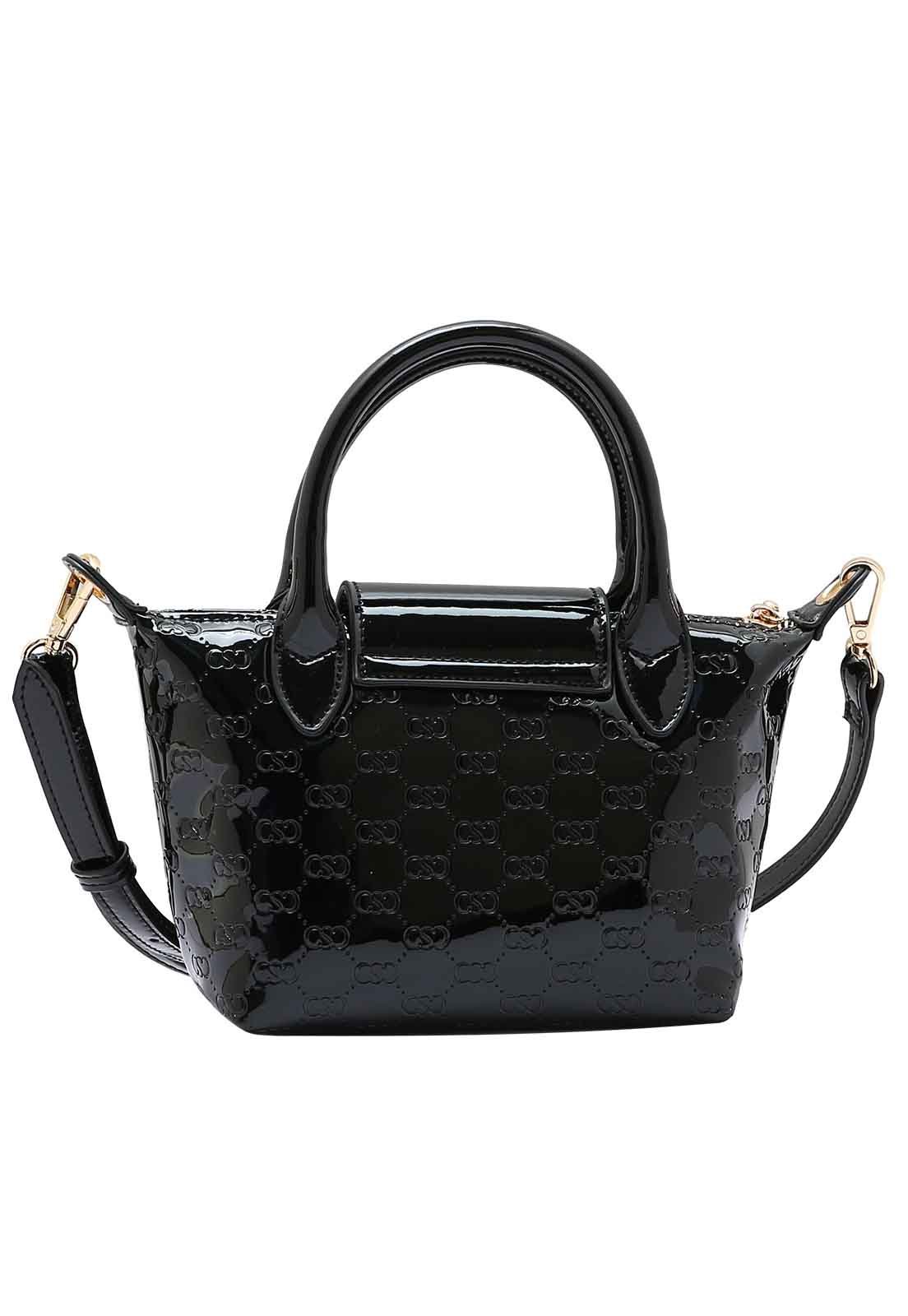 Bolsa Feminina Chenson Original Mini Logo Verniz Mão 3485038 Preto 3