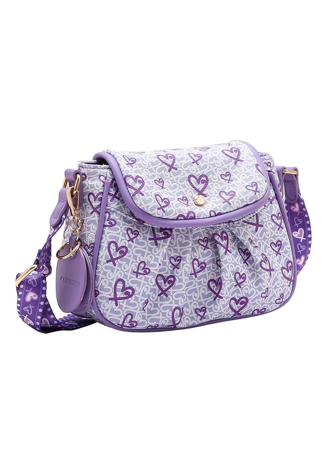 Bolsa Feminina Chenson Original Little Heart Transversal 3484964 Lilás 1
