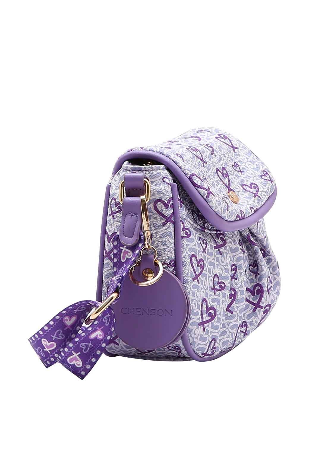 Bolsa Feminina Chenson Original Little Heart Transversal 3484964 Lilás 2