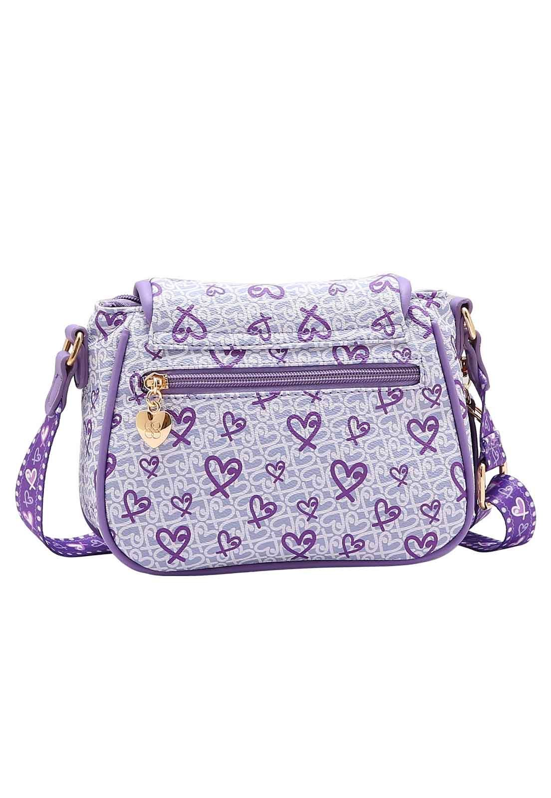 Bolsa Feminina Chenson Original Little Heart Transversal 3484964 Lilás 3