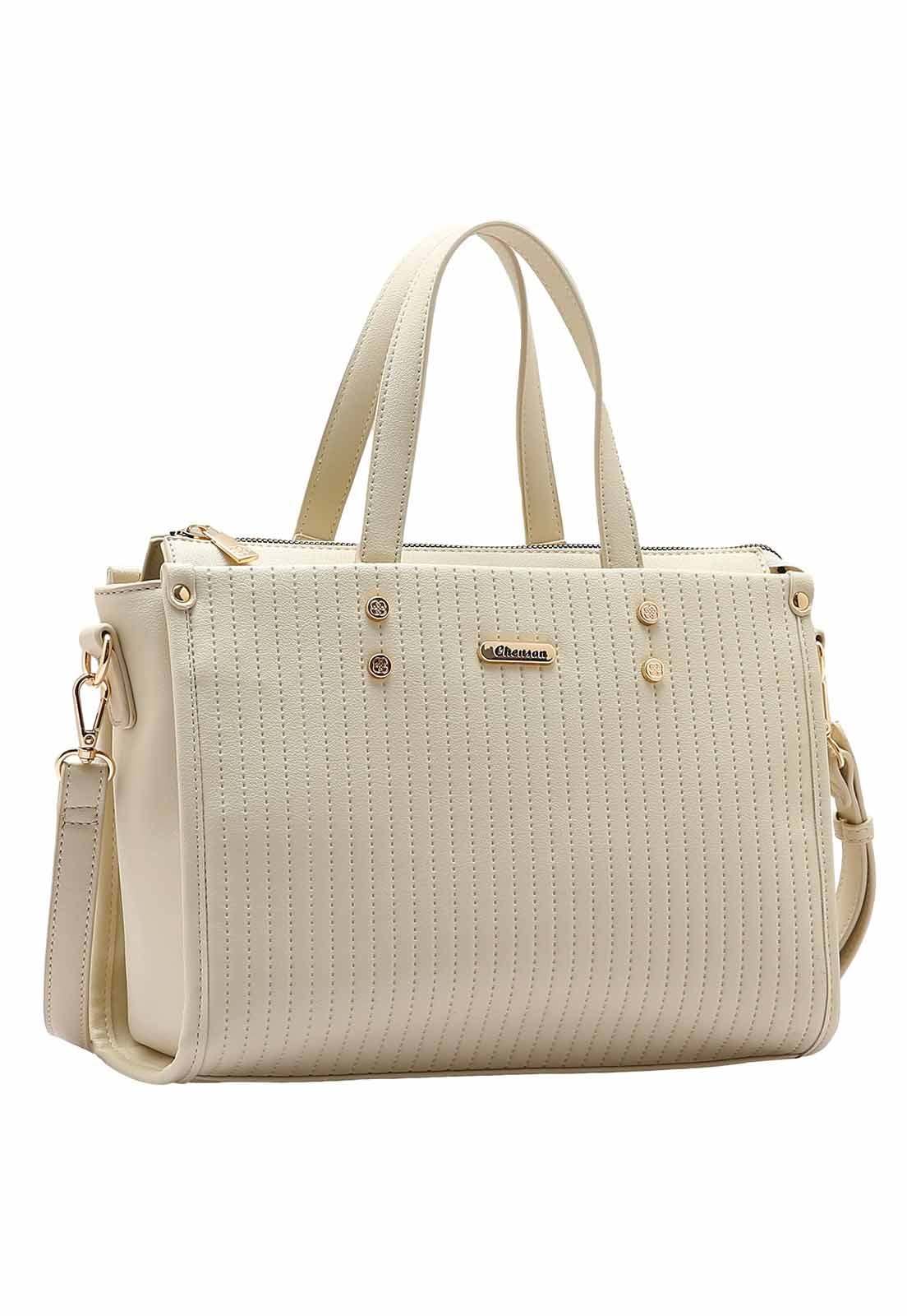 Bolsa Feminina Chenson Original Textura Minimalista Mão 3484897 Off White 1