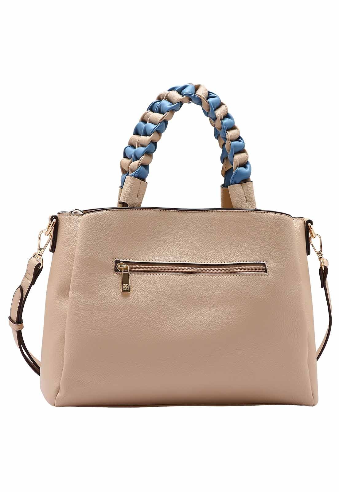 Bolsa Feminina Chenson Original Pesponto Mão 3484888 Bege 3