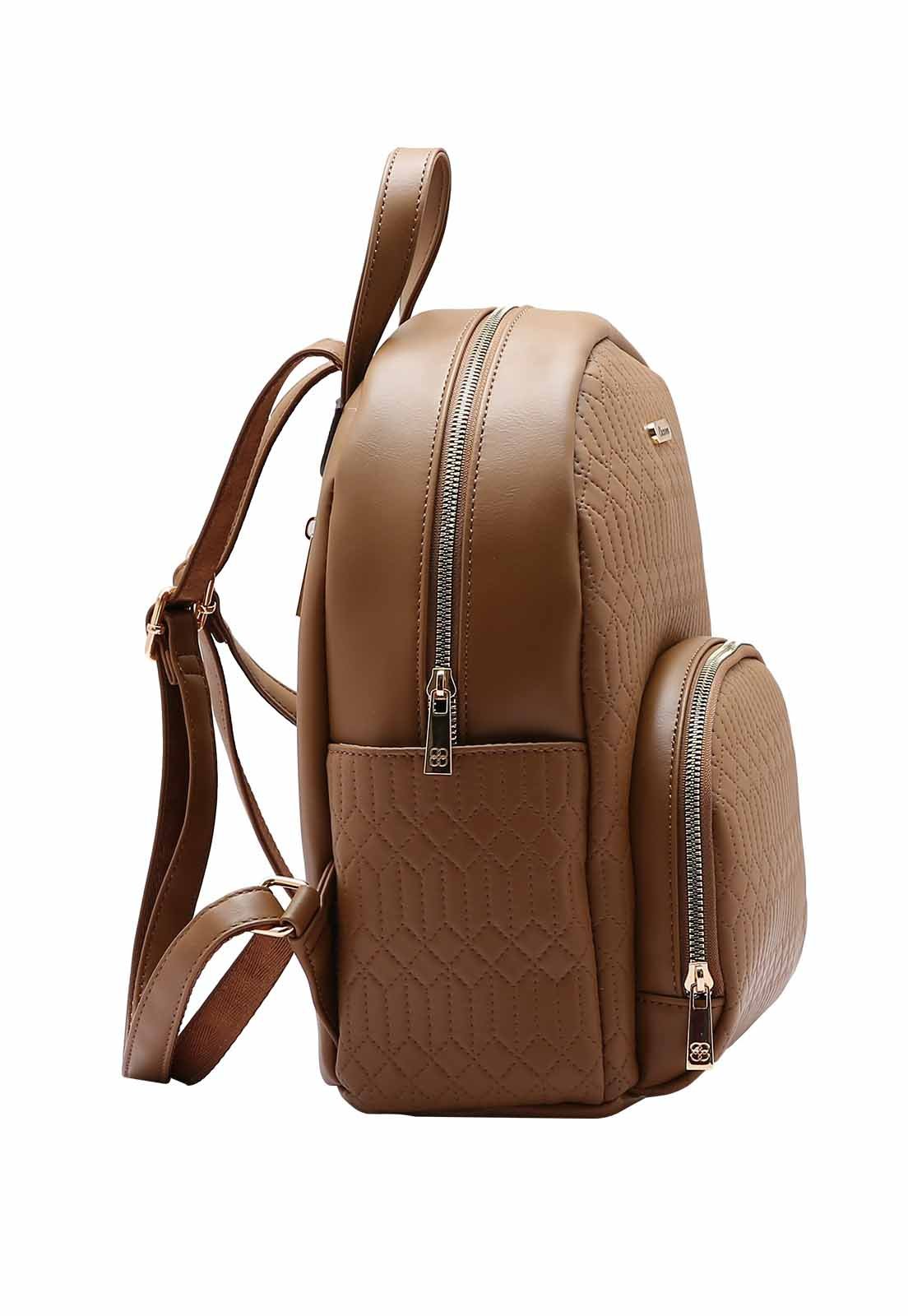 Mochila Feminina Chenson Original Matelassê Costas 8484856 Marrom 2