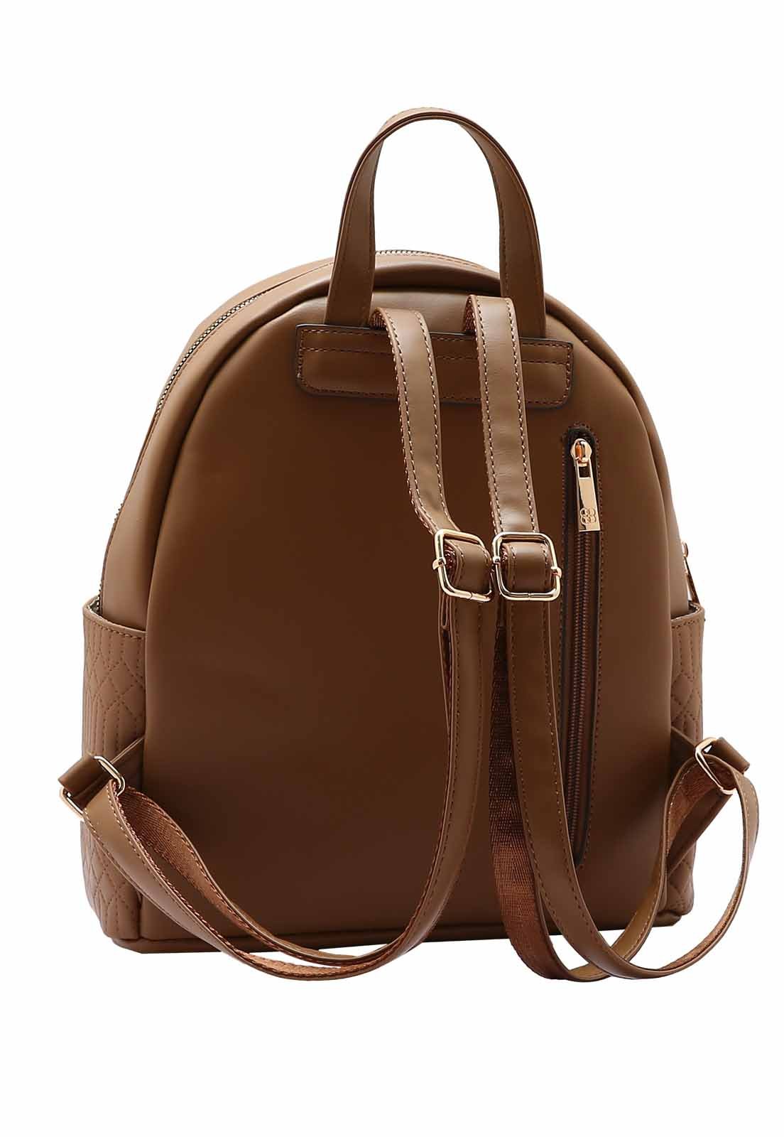 Mochila Feminina Chenson Original Matelassê Costas 8484856 Marrom 3