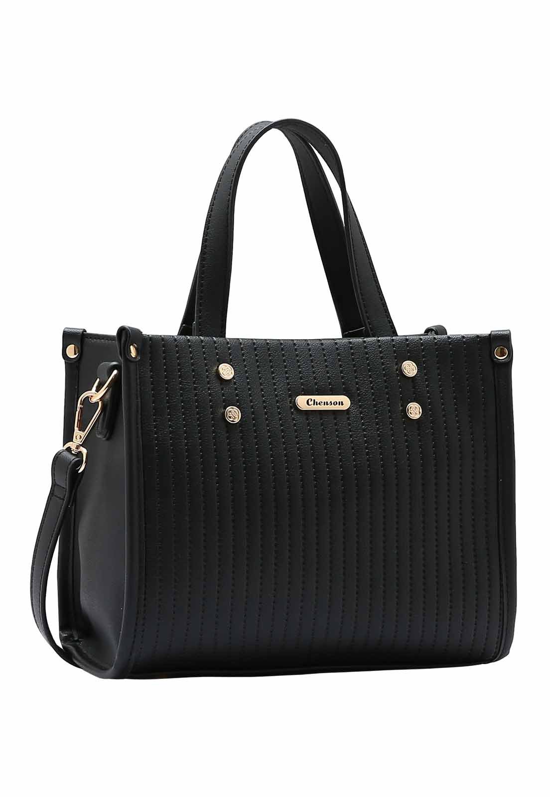 Bolsa Feminina Chenson Original Textura Minimalista Mão 3484898 Preto 1