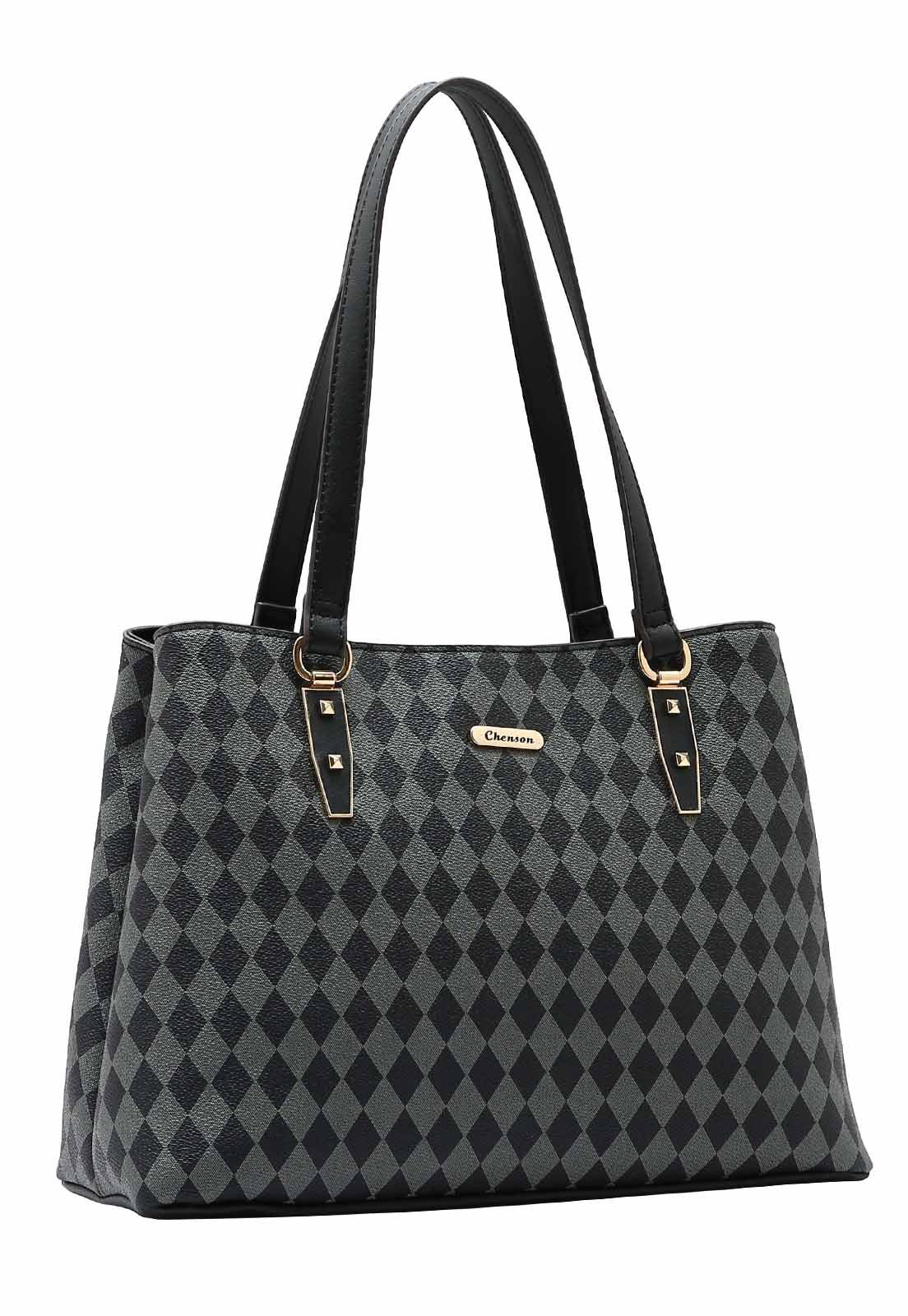 Bolsa Feminina Chenson Original Geométrica Ombro 3484848 Preto 1