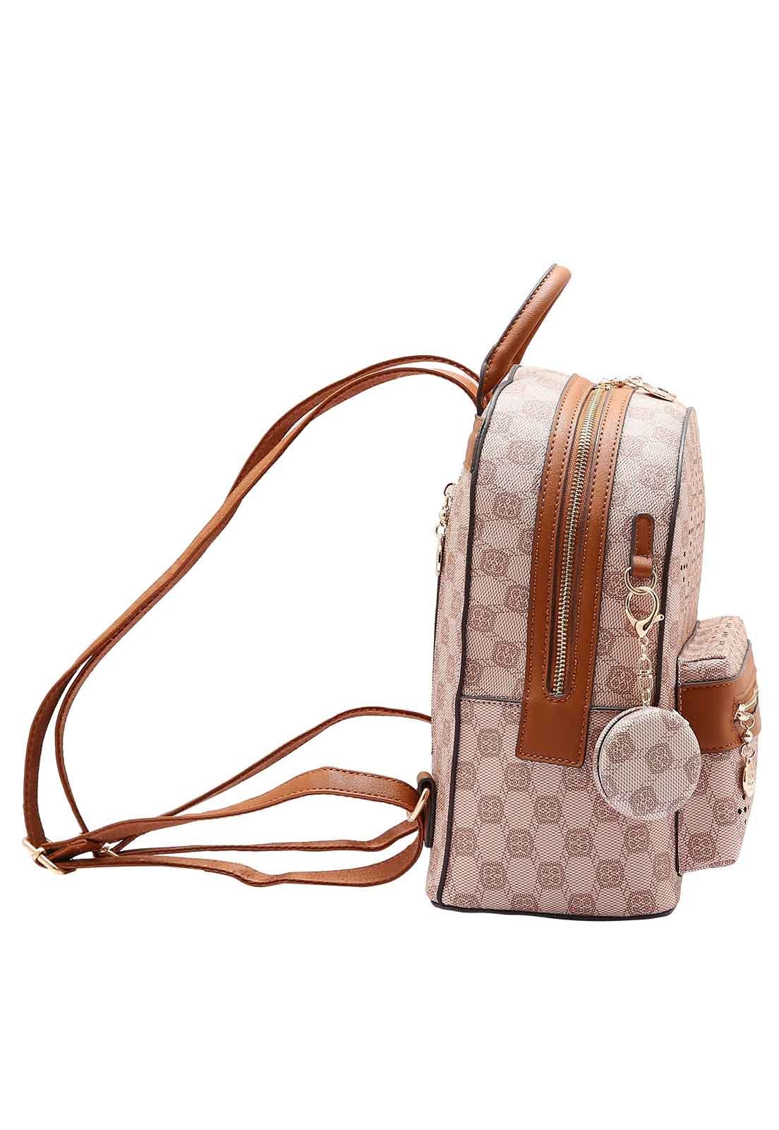 Mochila Feminina Chenson Original New Cristal Costas 8485022 Marrom 2