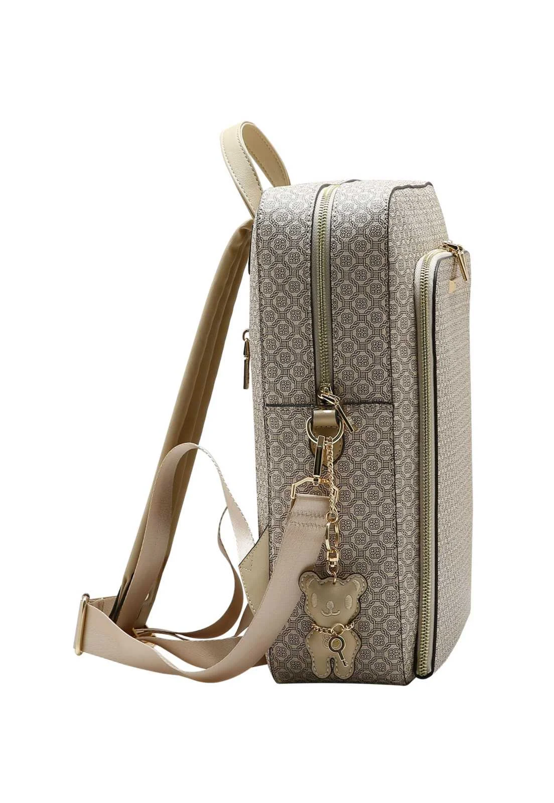 Mochila Feminina Chenson Original Elemento Gráfico Notebook Bege 2