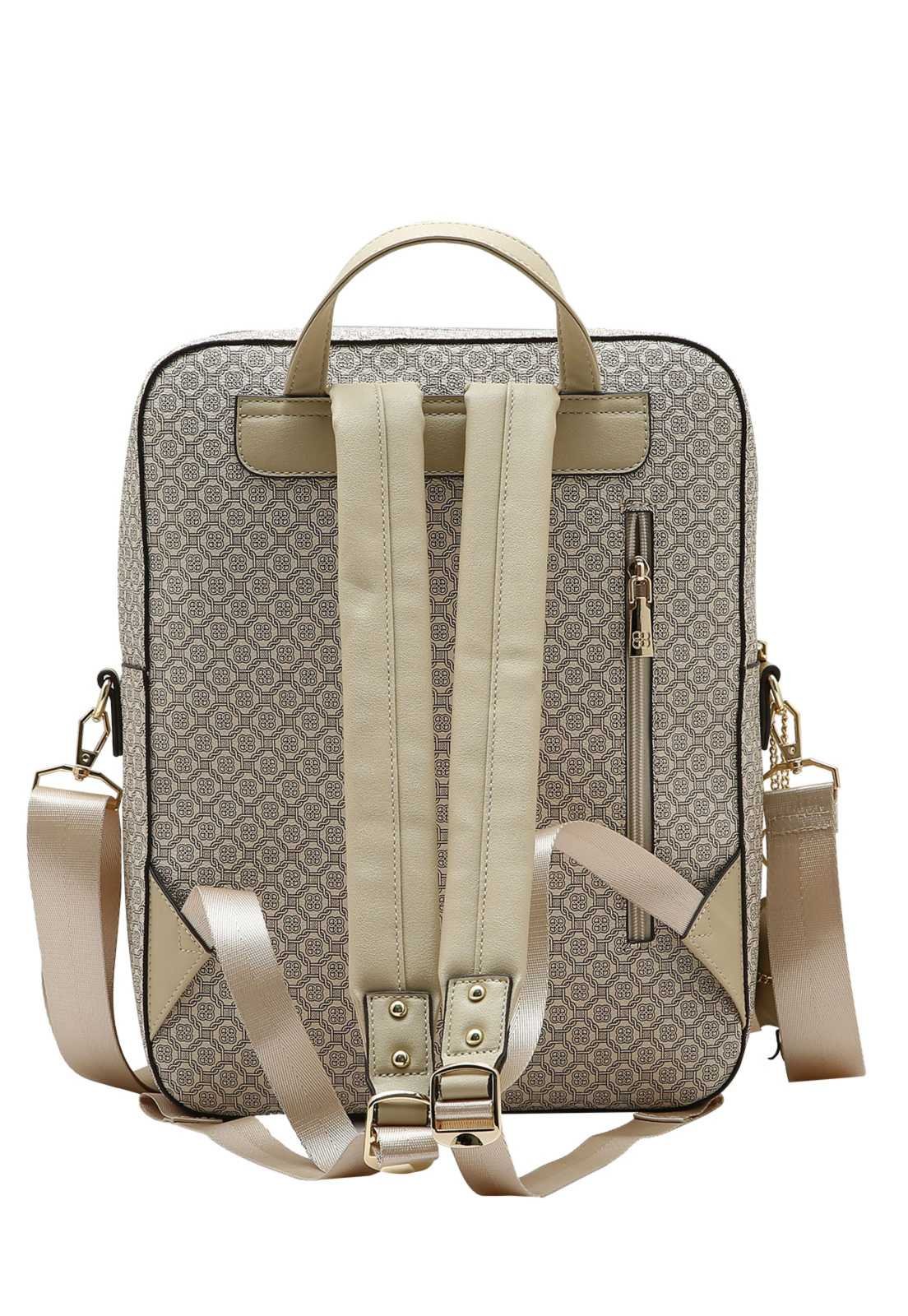 Mochila Feminina Chenson Original Elemento Gráfico Notebook Bege 3