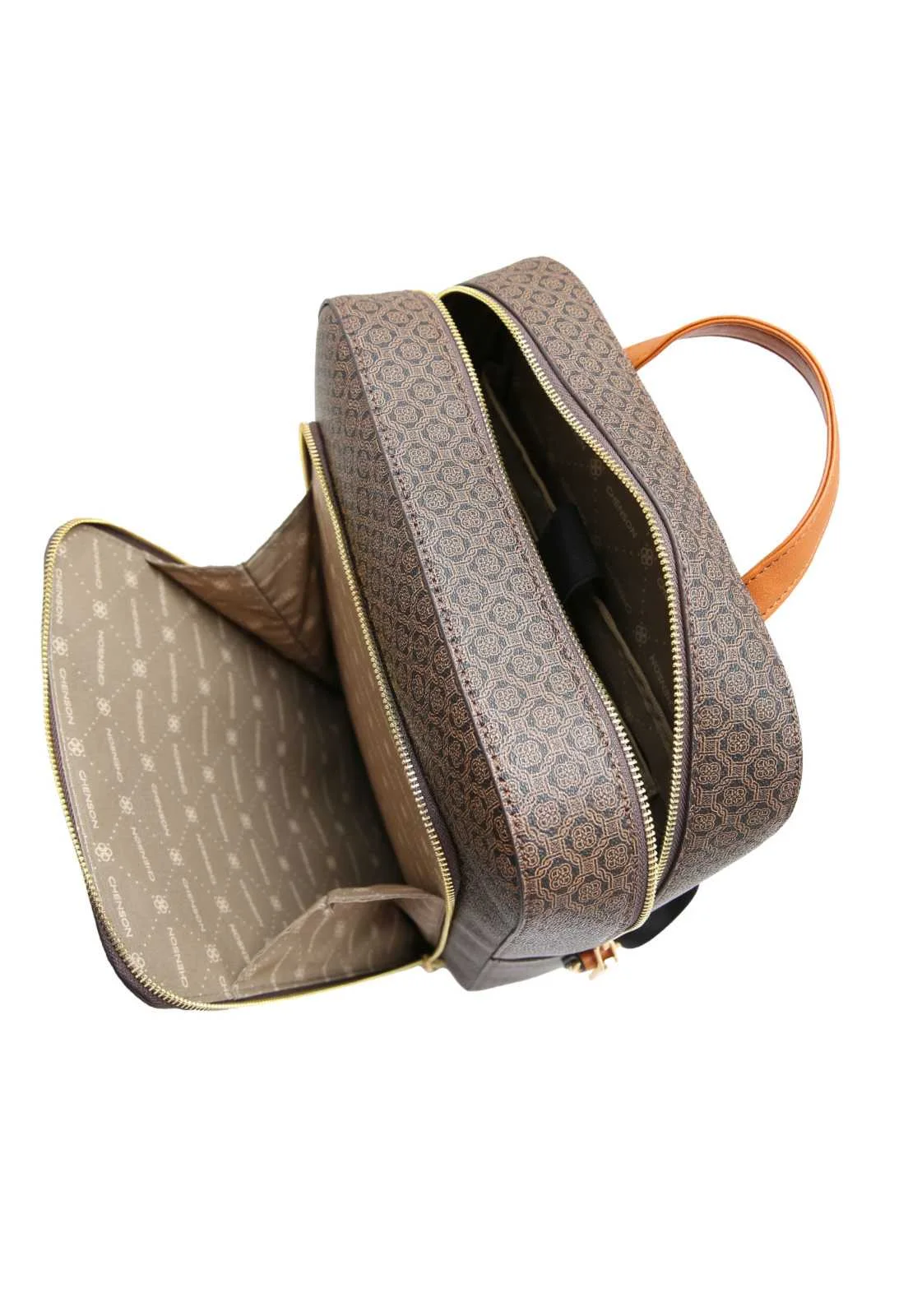 Mochila Feminina Chenson Original Elemento Gráfico Notebook Bege 4