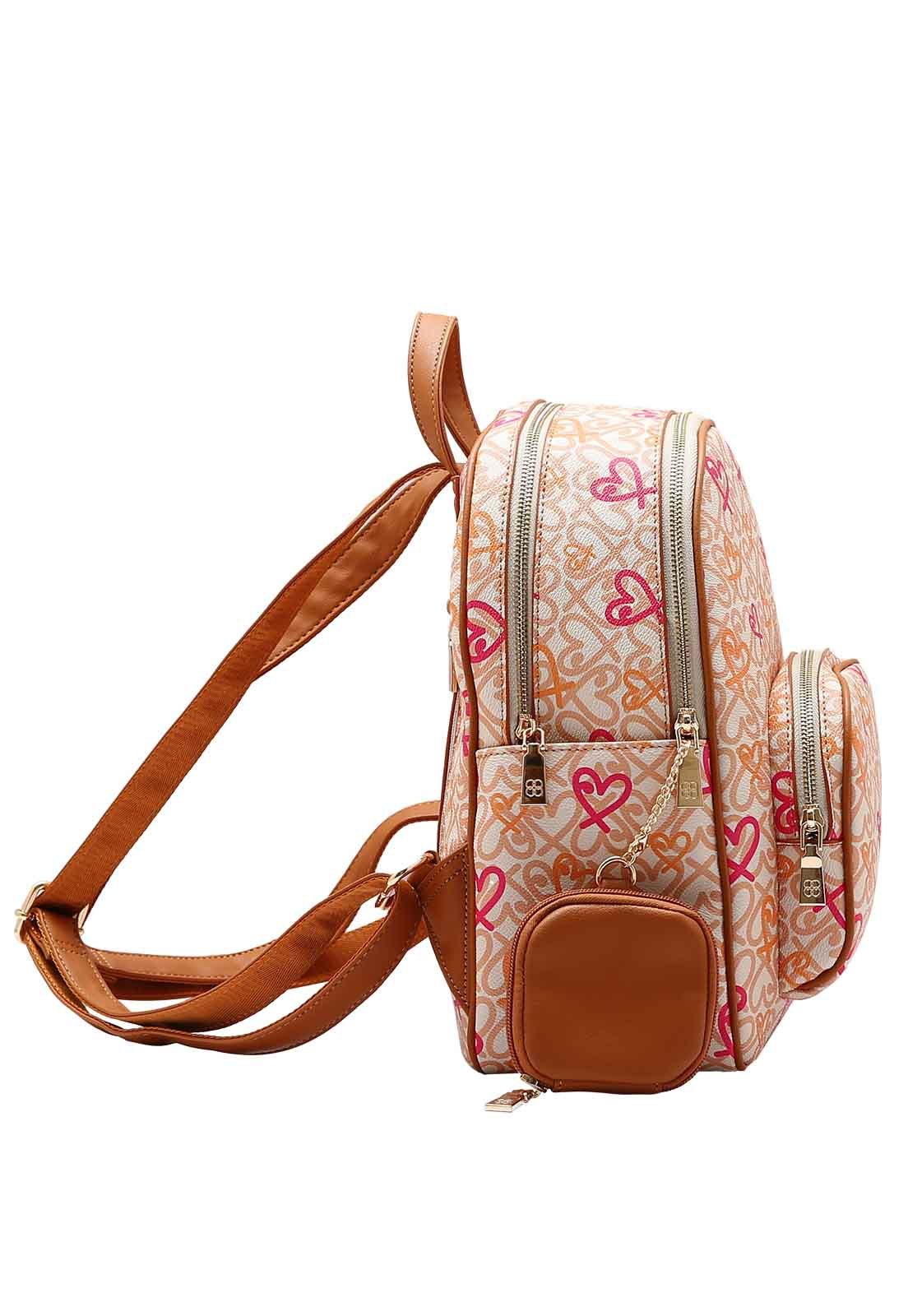 Mochila Feminina Chenson Original Classic Heart Costas 8484987 Bege 2