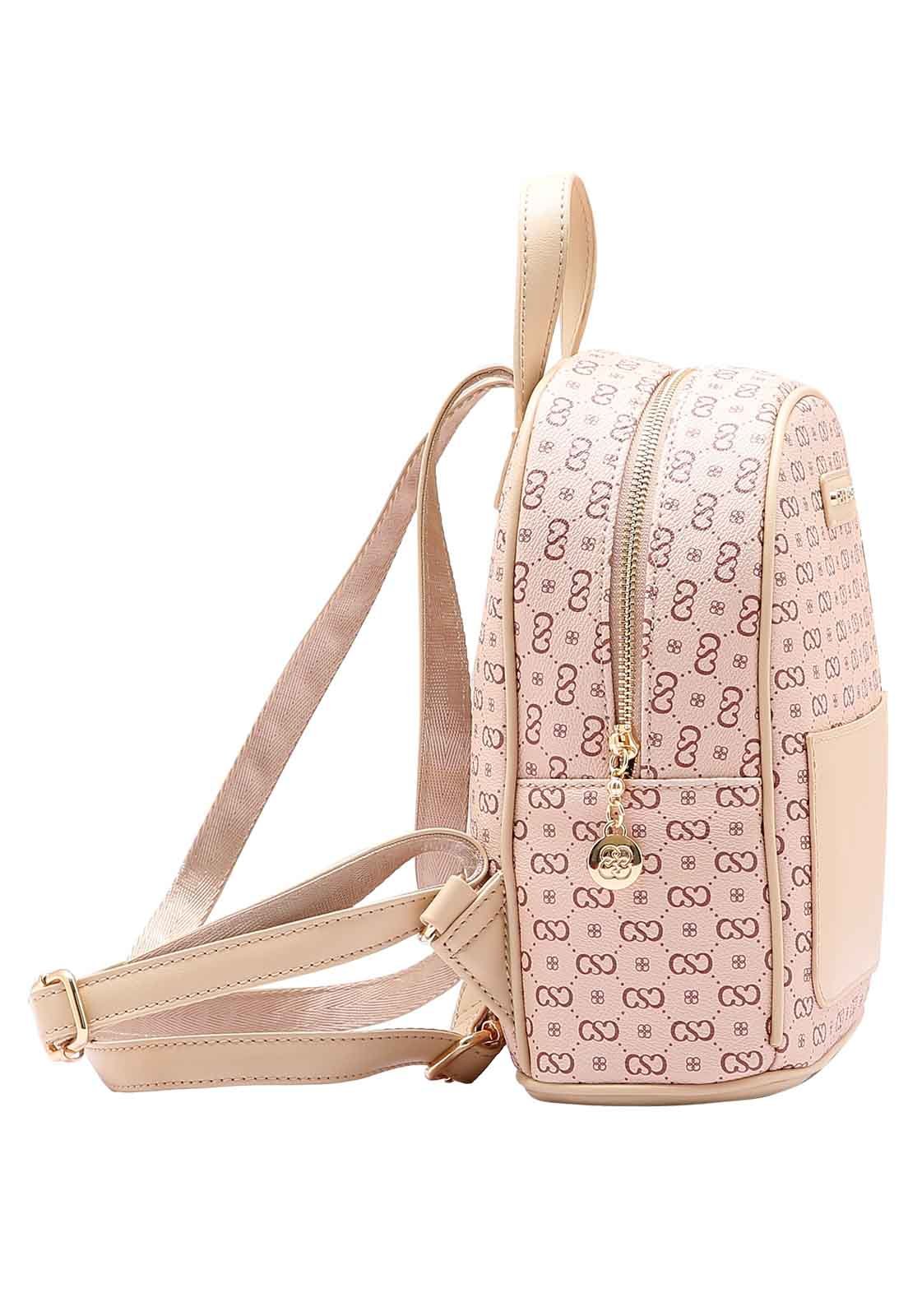 Mochila Feminina Chenson Original Monograma Elegance Costas 8484969 Bege 2