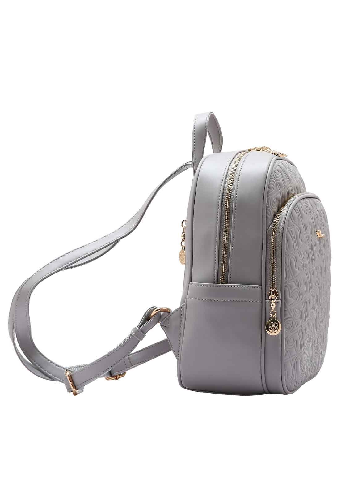 Mochila Feminina Chenson Original Heart Cool Costas 8485101 Cinza 2