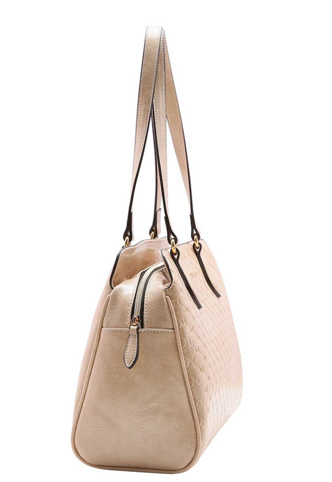 Bolsa Feminina Chenson Relevo Geométrico Ombro 3483423 Bege 2