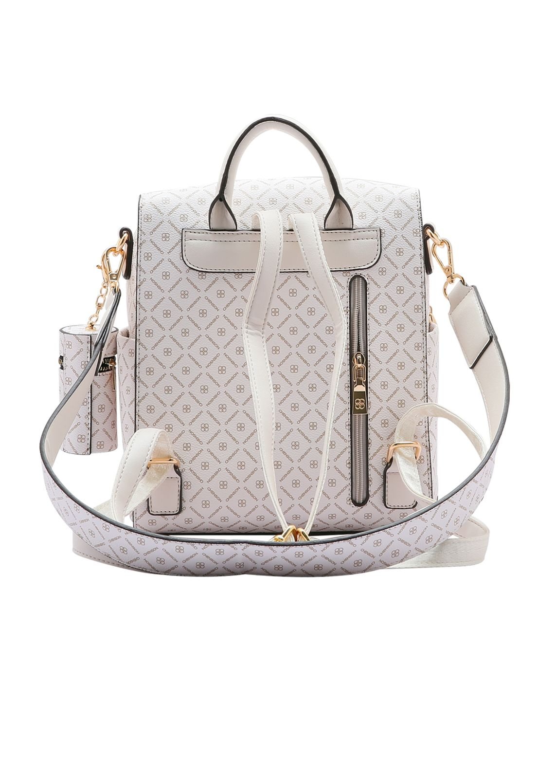 Mochila Feminina Monograma Faixa Costas 8484159 Branco/Azul 3