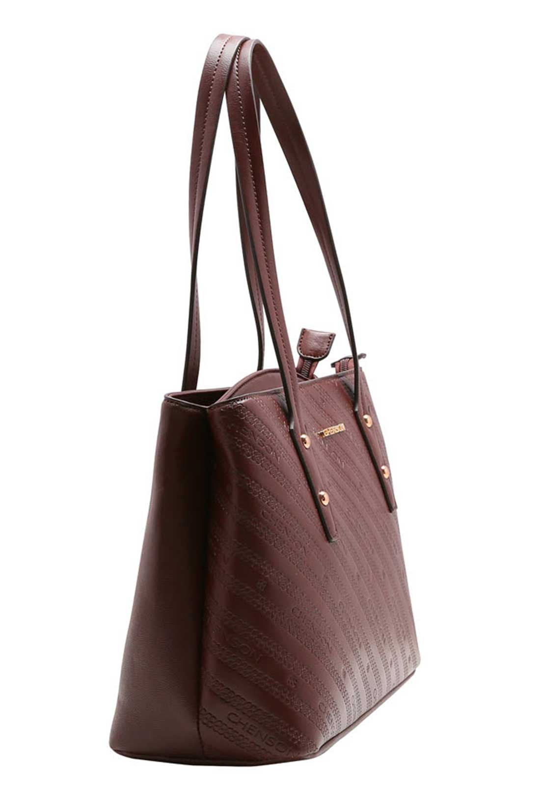 Bolsa Feminina  Chenson Logo e Correntes Ombro 3483374 Café 2