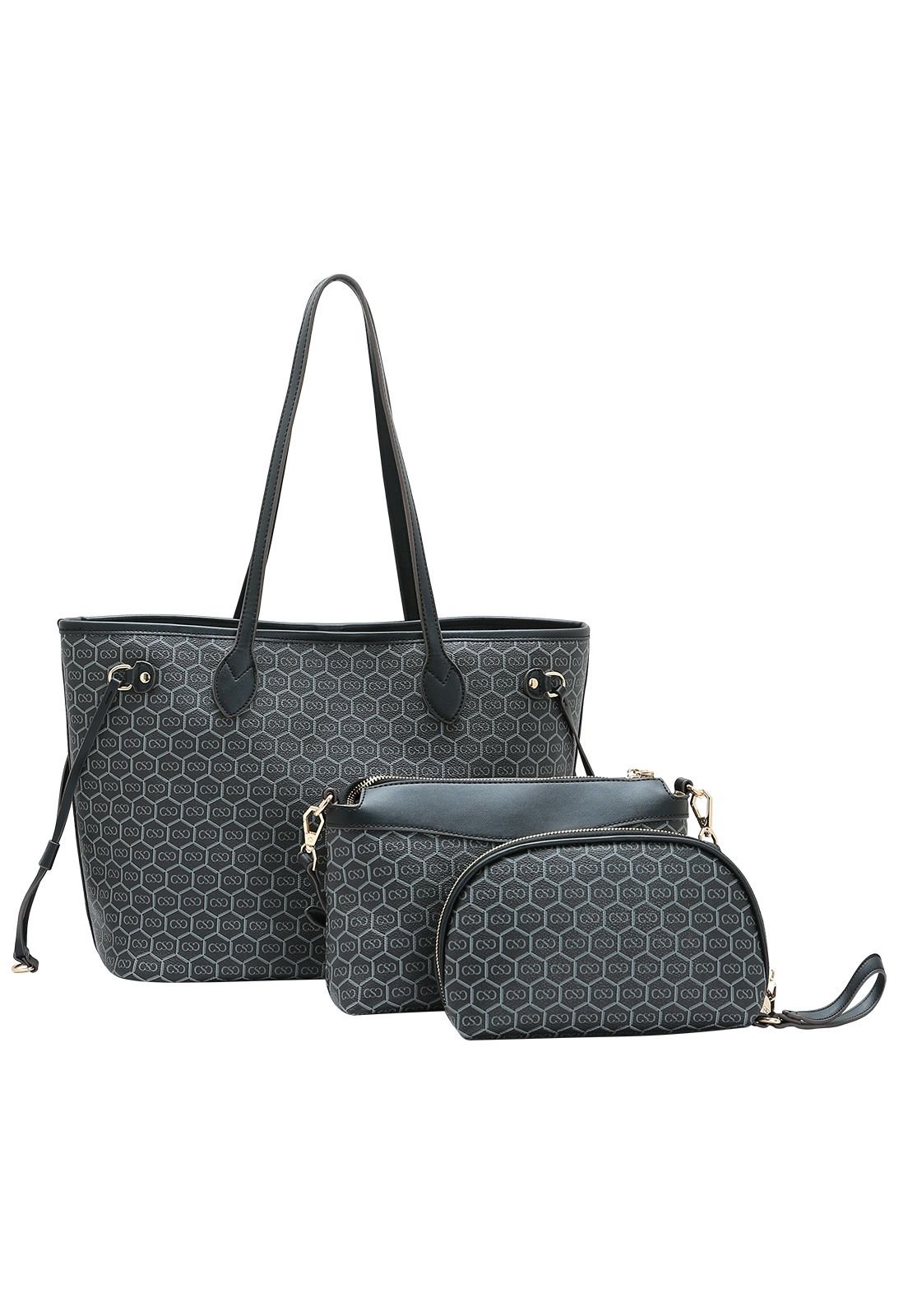 Bolsa Feminina Chenson New Monograma Dupla Face Kit 3 Peças 3485427 Preto 3