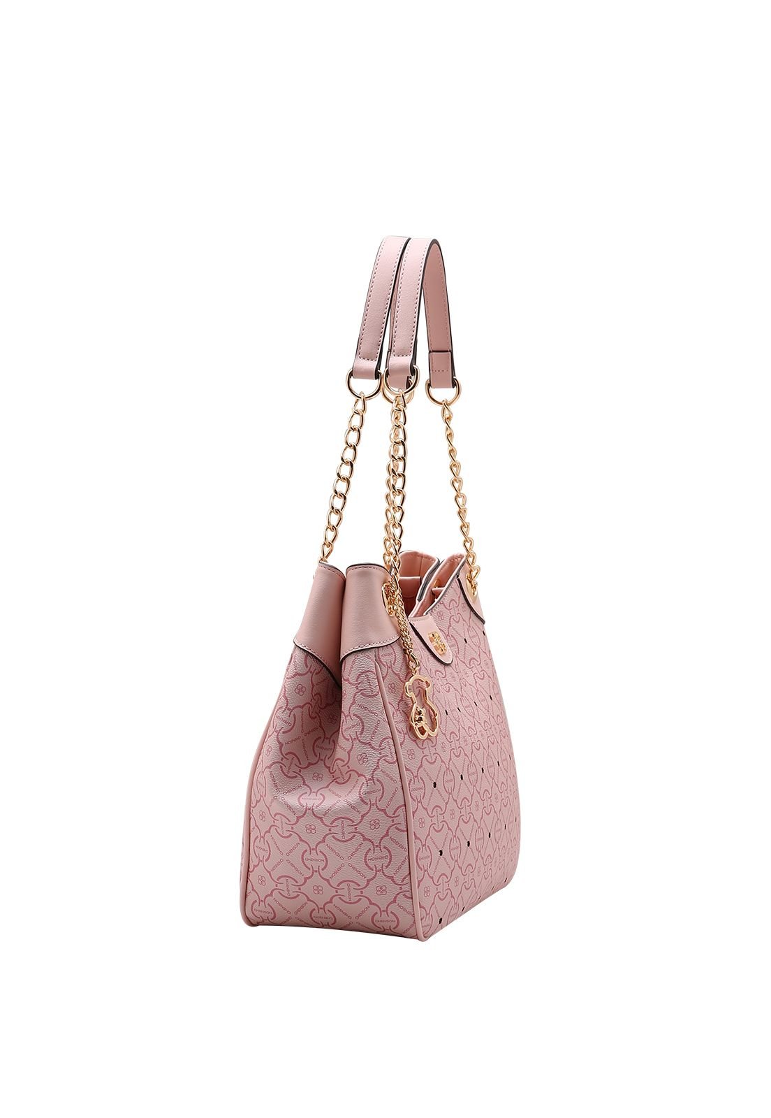Bolsa Feminina Chenson Classic Cristal Estruturada Casual Alça Corrente 3485355 Rosa 2