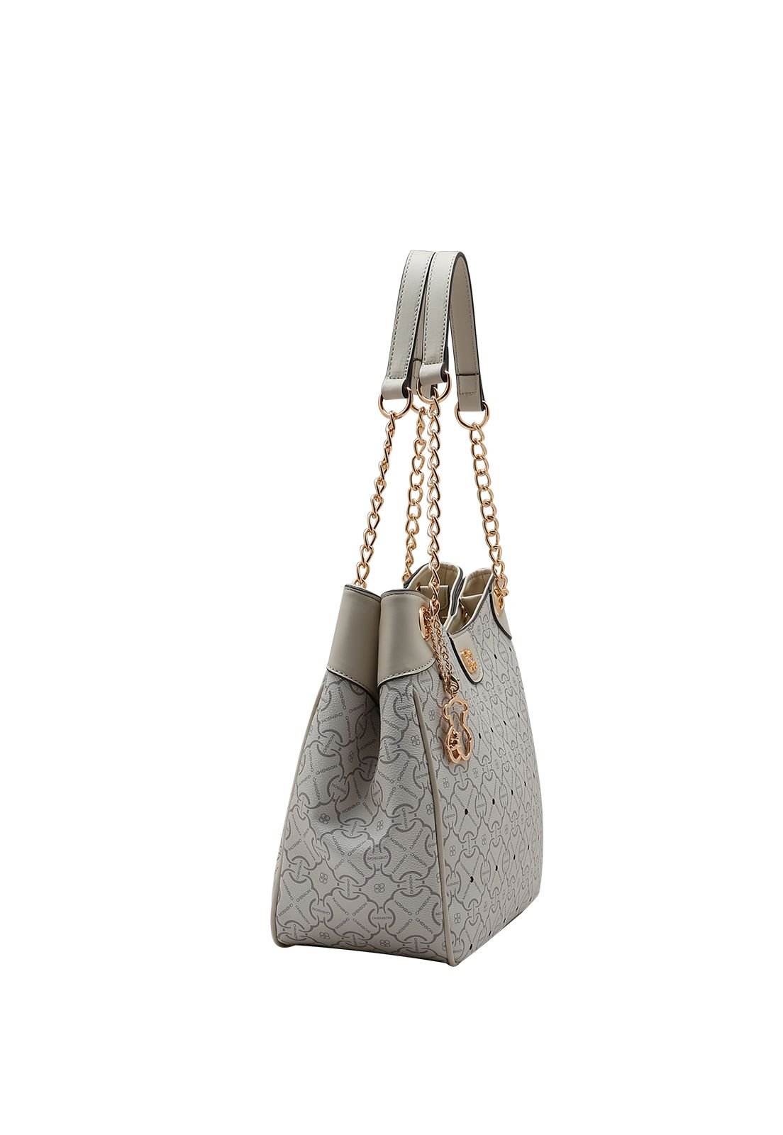 Bolsa Feminina Chenson Classic Cristal Estruturada Casual Alça Corrente 3485355 Cinza 2