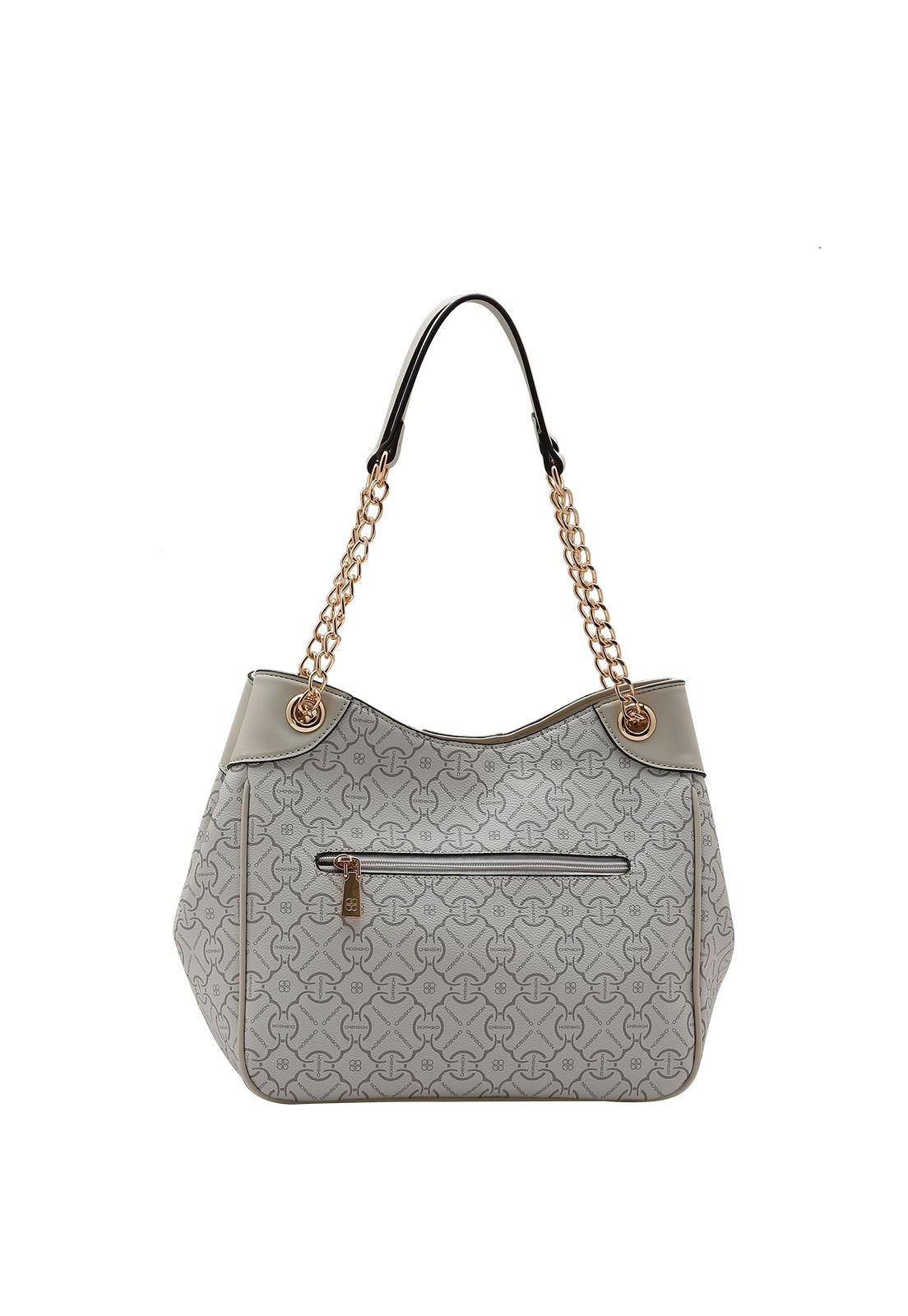 Bolsa Feminina Chenson Classic Cristal Estruturada Casual Alça Corrente 3485355 Cinza 3