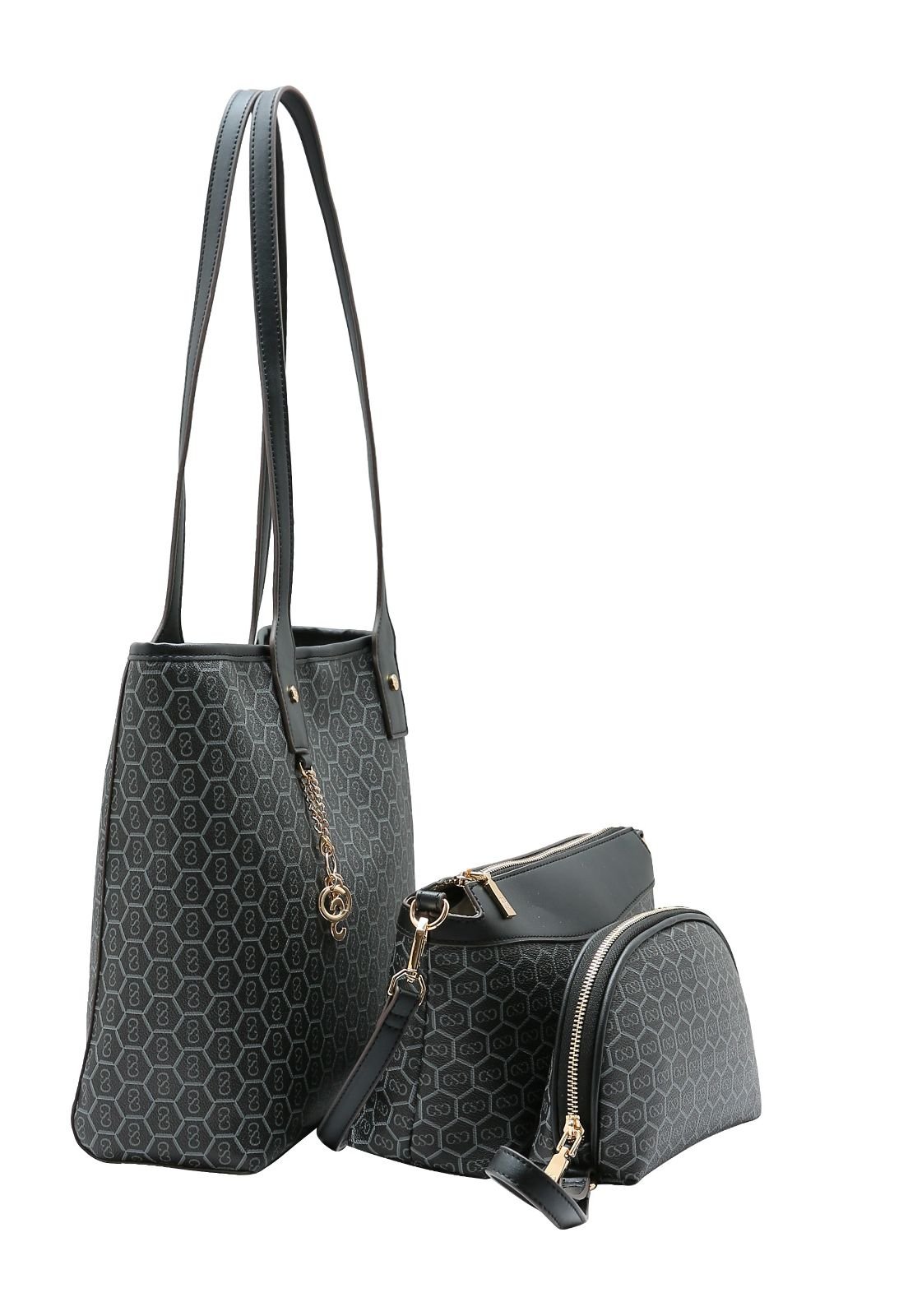 Bolsa Feminina Chenson New Monograma Dupla Face Kit 3 Peças 3485428 Preto 2